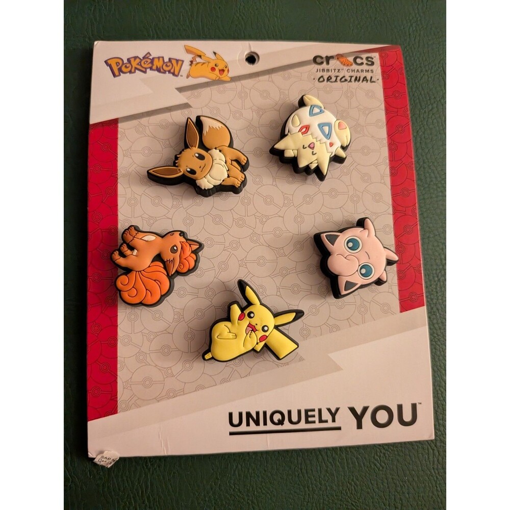 *BRAND NEW* Pokemon Jibbitz Crocs Shoe Charms 5-PACK Pikachu Eevee Togepi Vulpix